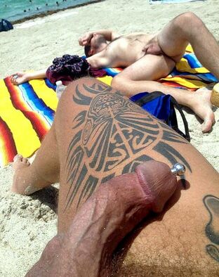 Mature dudes nudists wanking pricks at the beach of the lake