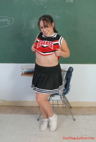 Hefty Latina school girl Lilly E reveals herself while